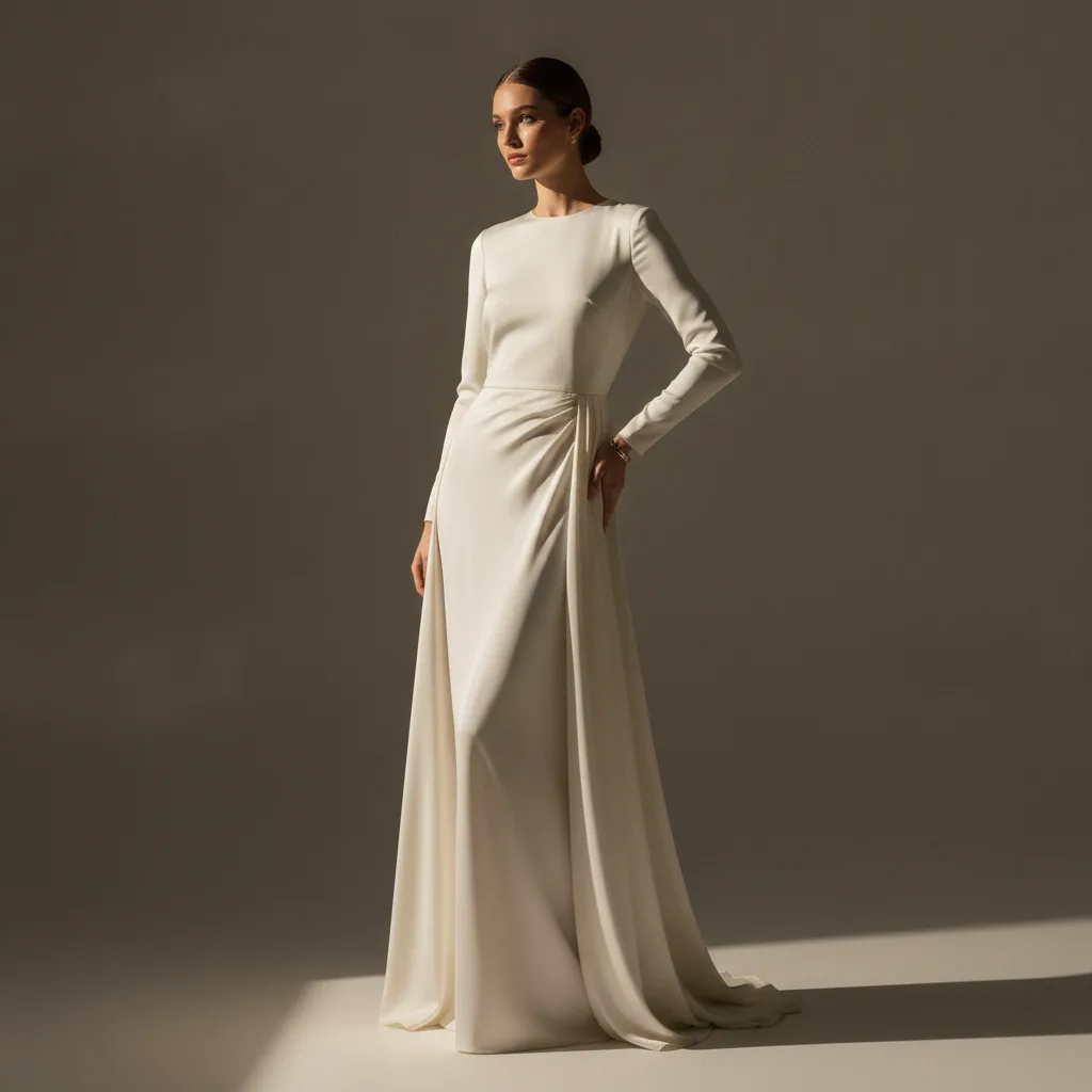 Monochrome column dress, understated elegance