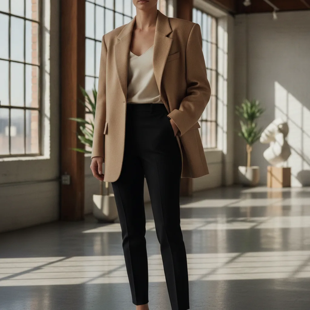 Proportion-led layering: oversized blazer + fitted trousers
